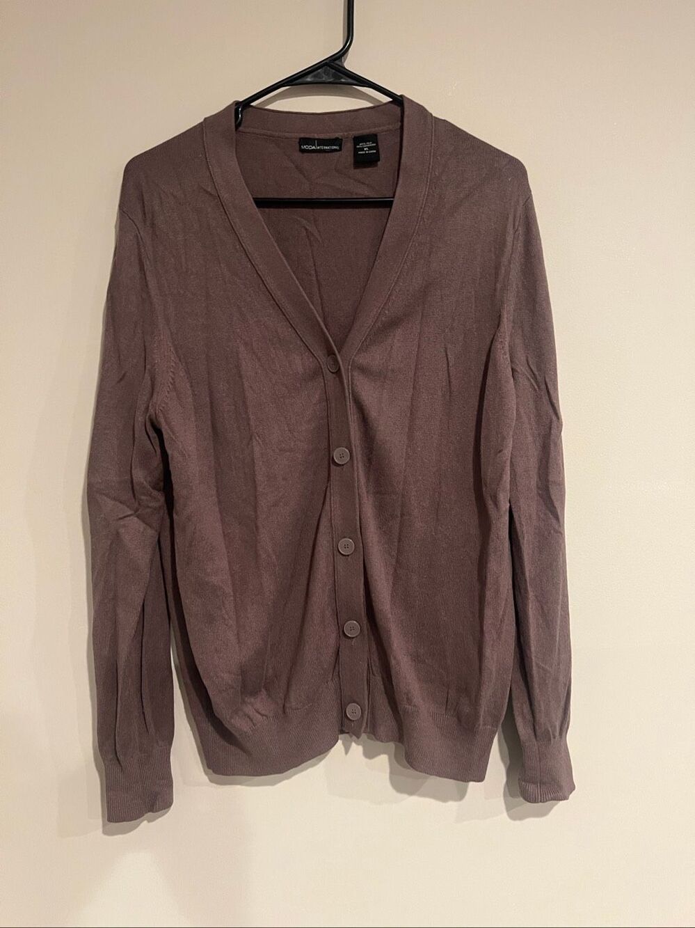 Moda International Silk/Cashmere Sweater Cardigan Purple Gray Sz XL